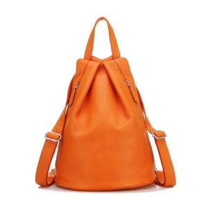 orange Leather backpack for women
