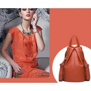 orange leather backpack purse