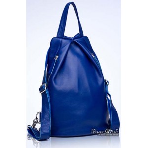 blue Leather backpack for women