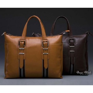 Fine leather briefcase orange, coffee leather bag briefcase