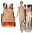 khaki PU leather backpack for school