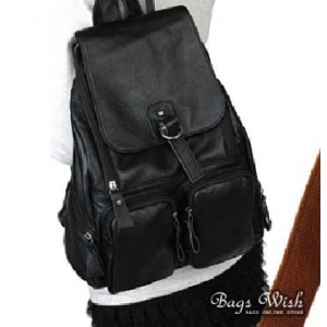 black Cowhide leather backpack