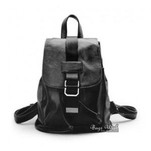 black Leather ladies backpack