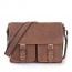 Leather attache briefcase khaki