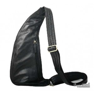 black genuine leather shoulder backpack