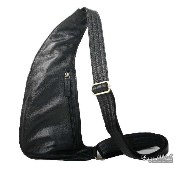 One shoulder strap backpack black, brown genuine leather shoulder backpack - BagsWish