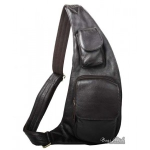brown genuine leather shoulder backpack