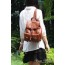 womens brown leather strap backpack