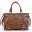 Leather satchel handbag brown