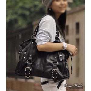 black leather tote bag