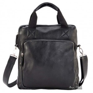black vintage leather messenger bag