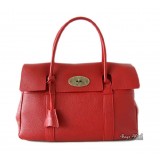 Red leather handbag