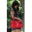 Red leather handbag for women