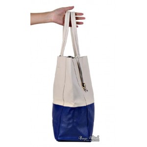 white Large leather tote