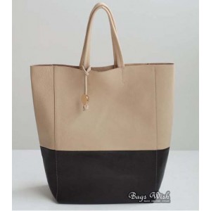 beige Large leather tote