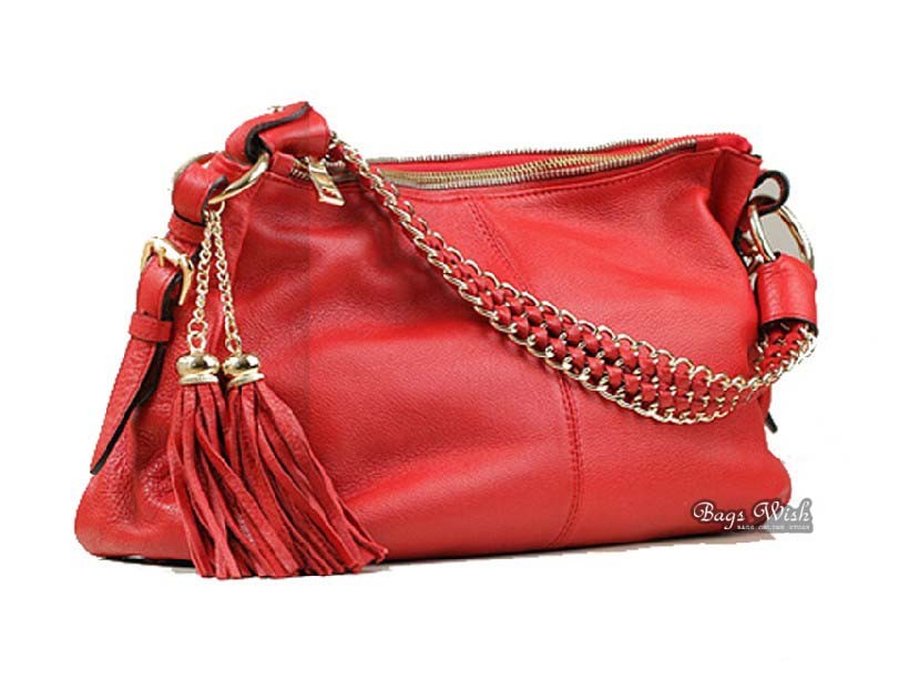 Leather shoulder handbag, leather hobo bag - BagsWish