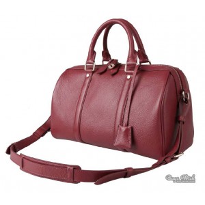 red classic leather messenger bag