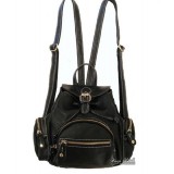 Leather womens backpack, small black leather backpack