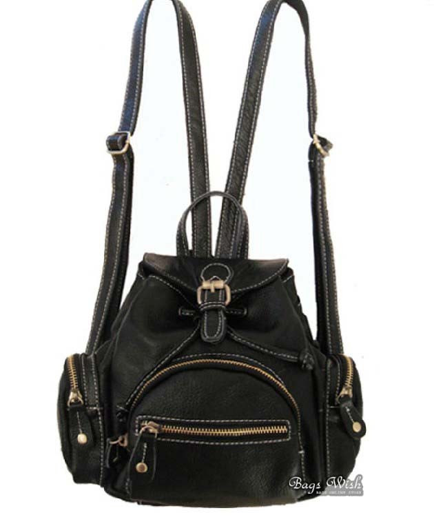 Leather womens backpack, small black leather backpack - BagsWish