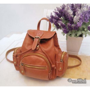 brown Leather womens backpack