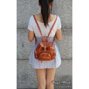 small brown leather backpack