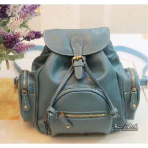 blue Leather womens backpack