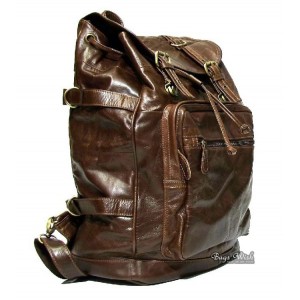 coffee soft leather backpack