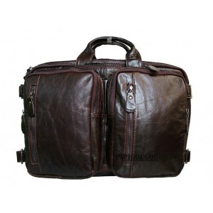 coffee Leather briefcase messenger bag