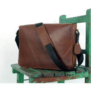 Leather messenger bags men, coffee leather flap over briefcase