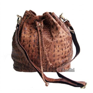 Leather shoulder bag, brown hobo messenger bag