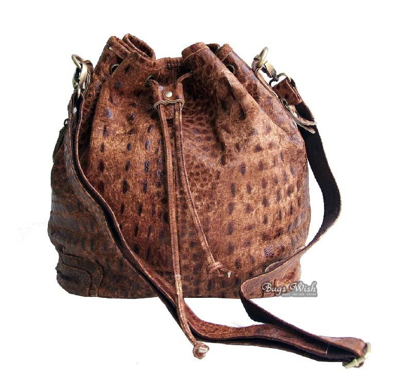 Leather shoulder bag, brown hobo messenger bag - BagsWish