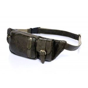 army green leather waist hip bag