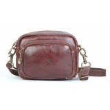 Distressed leather messenger bag