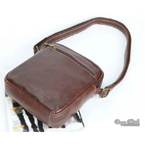 Distressed leather messenger bag