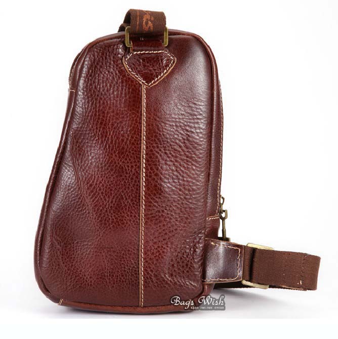 Leather single shoulder backpack, brown single strap backpack - BagsWish