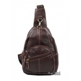 Cowhide side backpack, coffee single strap back pack