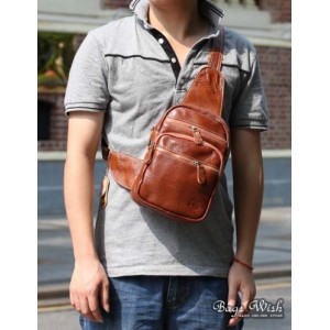 brown one strap backpack for men