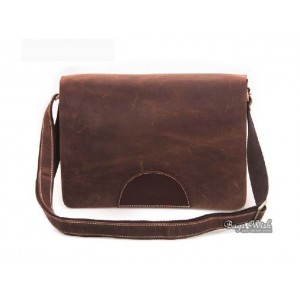 Leather messenger bag, coffee retro messenger bag for school