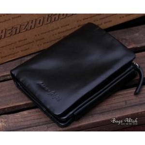 black mens trifold leather wallet