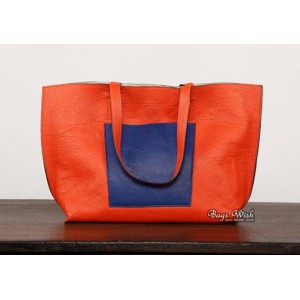 Leather travel handbag, orange shoulder bags leather