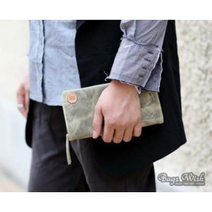 grey leather purse wallet