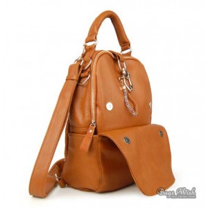 brown purse backpack leather