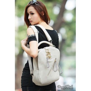 white Western leather backpack