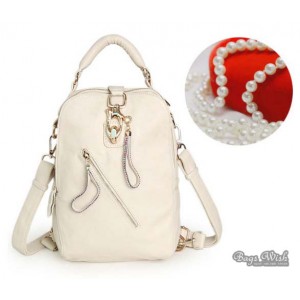 beige purse backpack leather