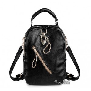 black Western leather backpack