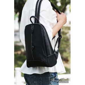 black leather backpack women