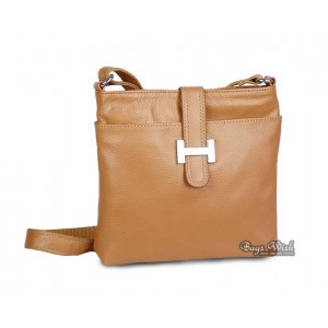 apricot Leather messenger bag women