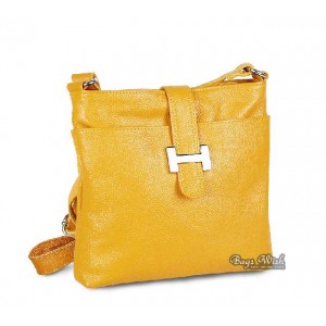 yellow Leather messenger bag women