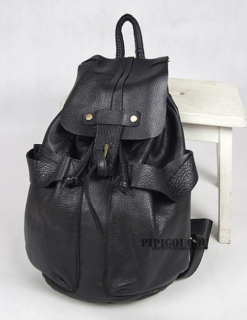 Leather backpack for women, black school backpack - BagsWish