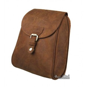 Small leather backpack, vintage brown leather backpack